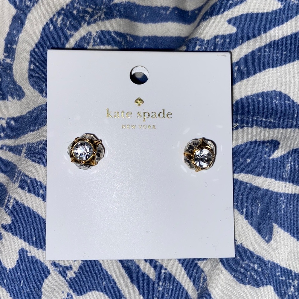 Brand new Kate Spade gold earrings with diamond stone